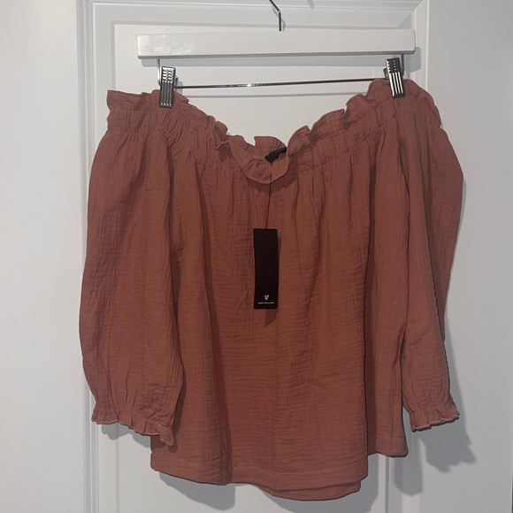 Lulus Sweet One Rusty Rose Off-the-shoulder Top - Picture 6 of 8